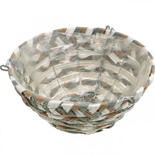 Itens Cesto de plantas para pendurar, cesto de flores trançado branco, cinza, natural H16cm Ø30cm