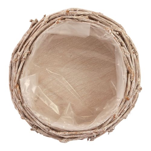 Floristik24 Cesto de vime para plantas lavado de branco Ø20cm Alt.10cm