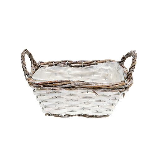 Floristik24 Cesta quadrada com alças branco natural 22 x 14cm