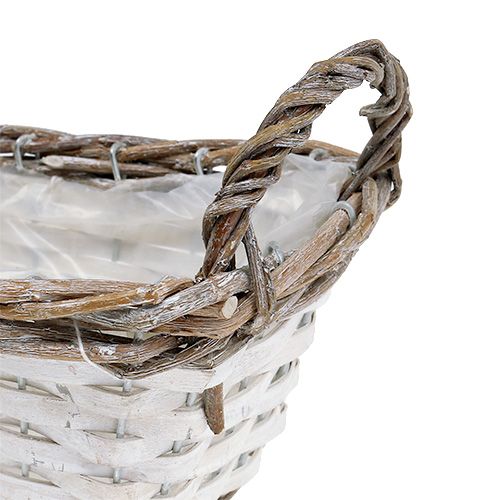 Floristik24 Cesta quadrada com alças branco natural 22 x 14cm