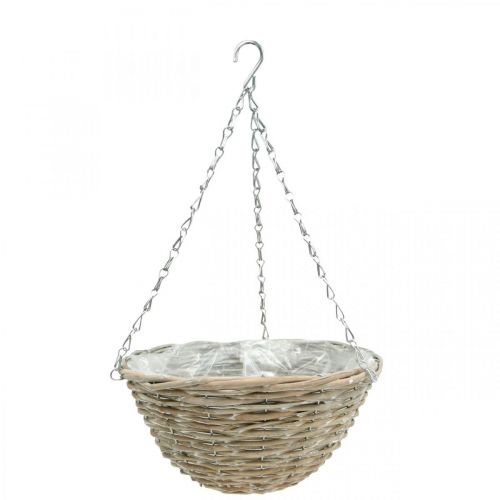 Tigela para pendurar, cesto trançado natural, branco lavado H15cm Ø30cm