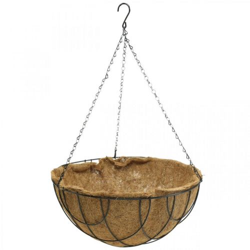 Itens Cesto suspenso, tigela para plantas em fibra de coco metal natural, preto H20.5cm Ø40.5cm