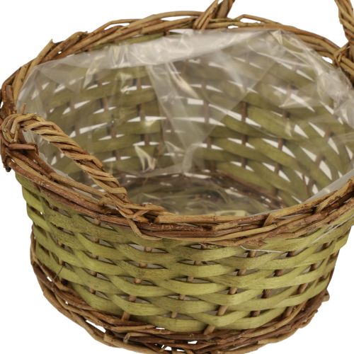 Itens Cesto redondo para plantas em tecido com alças verdes Ø24cm Alt.17cm