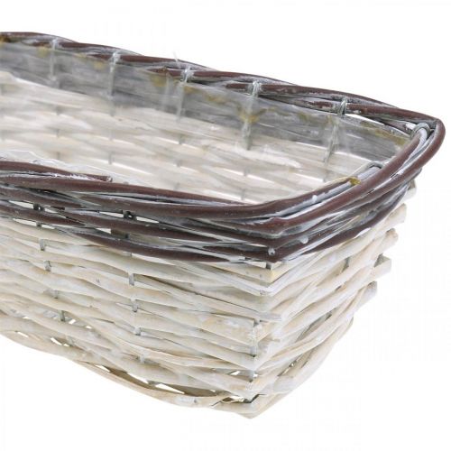 Floristik24 Cesto decorativo branco, vaso de plantas castanho bicolor 32×13,5×9,5cm