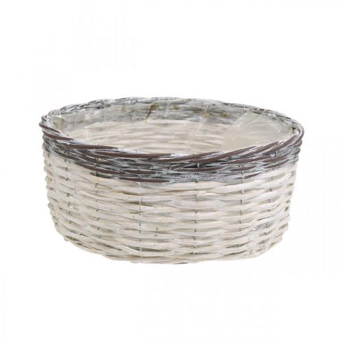 Itens Cesta decorativa redonda branca, cesta de plantas trançada marrom Ø29cm