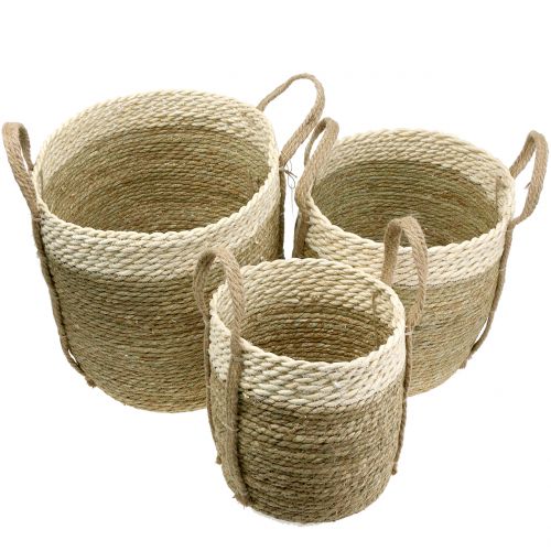 Floristik24 Cesta de sisal Ø37 / 30 / 25cm 3 unidades