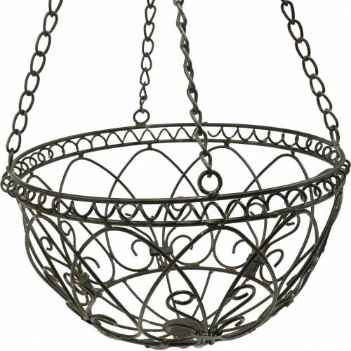 Floristik24 Cesto de plantas decorativo para pendurar castanho ferrugem Ø24cm