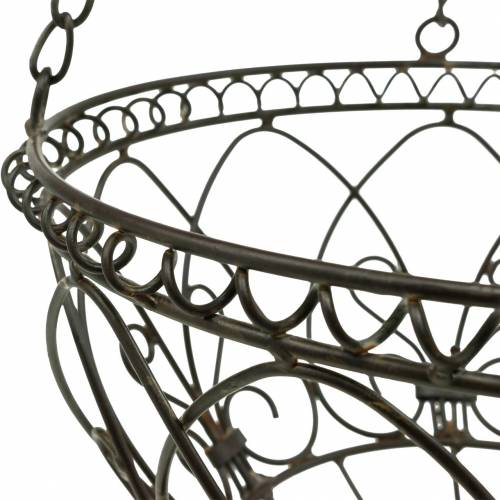 Floristik24 Cesto de plantas decorativo para pendurar castanho ferrugem Ø24cm
