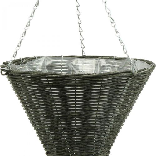 Floristik24 Cesto bolsa cone luz cinza Ø35cm H37cm