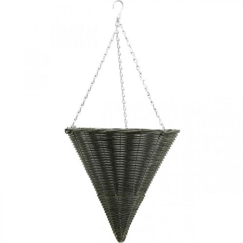 Floristik24 Cesto bolsa cone luz cinza Ø35cm H37cm