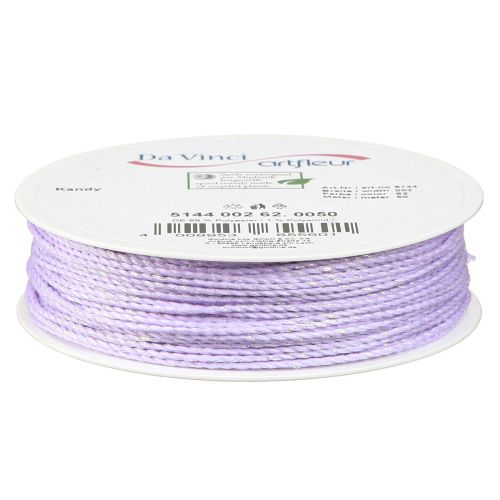 Itens Cordão com cordão decorativo roxo de mica iridescente 15mm 50m