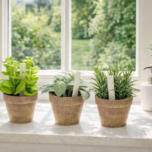 Itens Vaso artificial para ervas aromáticas com ervas decorativas para cozinha, jardim, varanda ou terraço, 15m³, 3 peças