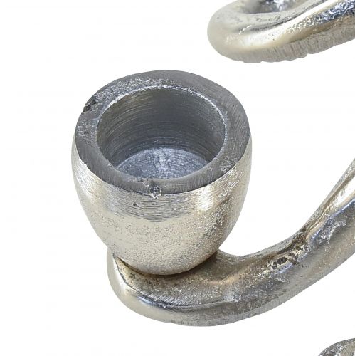 Floristik24 Castiçal decorativo marítimo polvo metal prata Ø14cm Alt.9cm