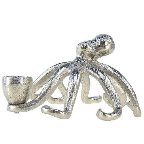 Floristik24 Castiçal decorativo marítimo polvo metal prata Ø14cm Alt.9cm