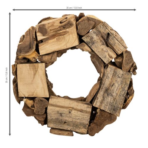 Guirlanda decorativa feita de peças de madeira natural, redonda, 35 cm | Floristik24.pt