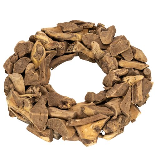 Guirlanda decorativa feita de peças de madeira natural, redonda, 35 cm | Floristik24.pt