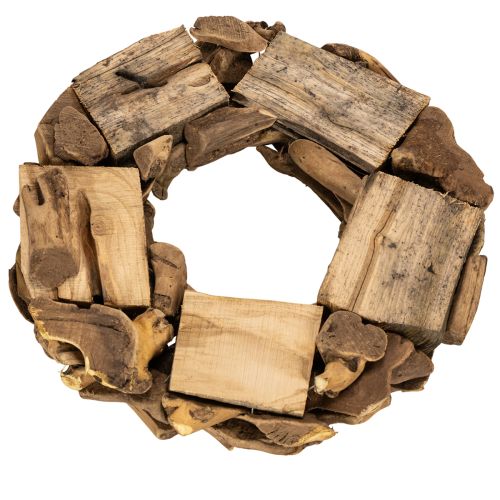 Guirlanda decorativa feita de peças de madeira natural, redonda, 35 cm | Floristik24.pt
