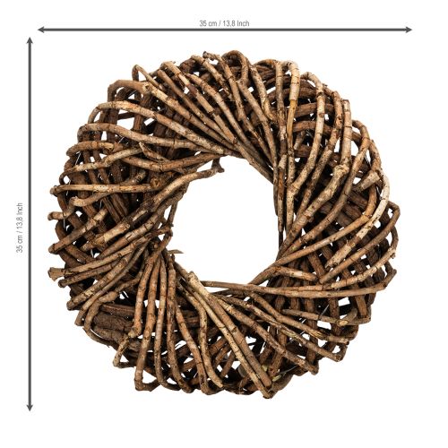 Guirlanda feita de galhos naturais, guirlanda redonda de rattan para artesanato, 35 cm | Floristik24.pt