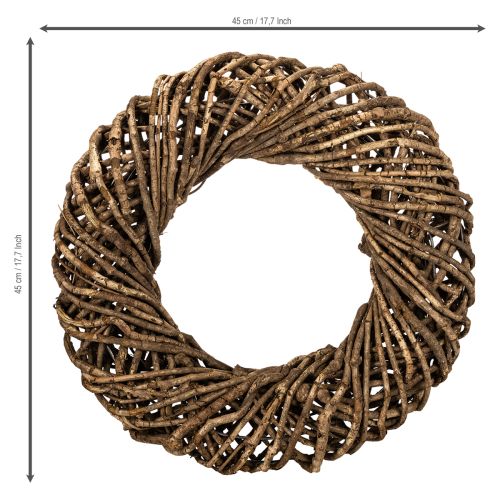 Guirlanda decorativa feita de ramos naturais, guirlanda de rattan, redonda, grande, 45 cm | Floristik24.pt