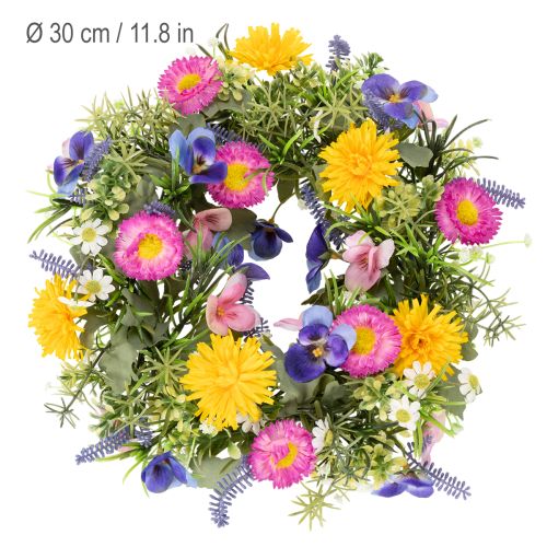 Itens Guirlanda artificial de flores de primavera para decoração de porta de entrada, 30 cm