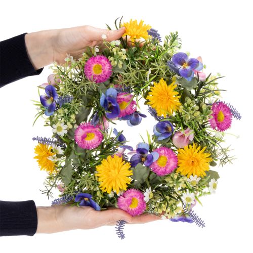 Itens Guirlanda artificial de flores de primavera para decoração de porta de entrada, 30 cm