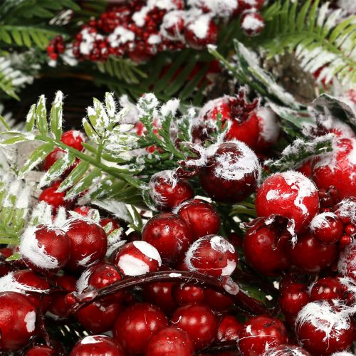 Floristik24 Grinalda verde com bagas vermelhas geadas 36cm