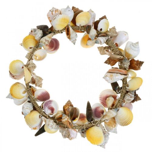 Floristik24 Coroa decorativa de conchas e caracóis decoração marítima natural Ø30cm