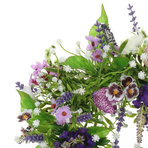 Floristik24 Guirlanda flor xadrez/lavanda/lilás Ø28cm