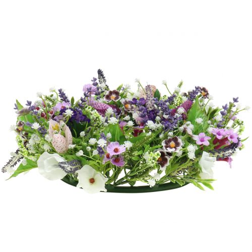 Floristik24 Guirlanda flor xadrez/lavanda/lilás Ø28cm