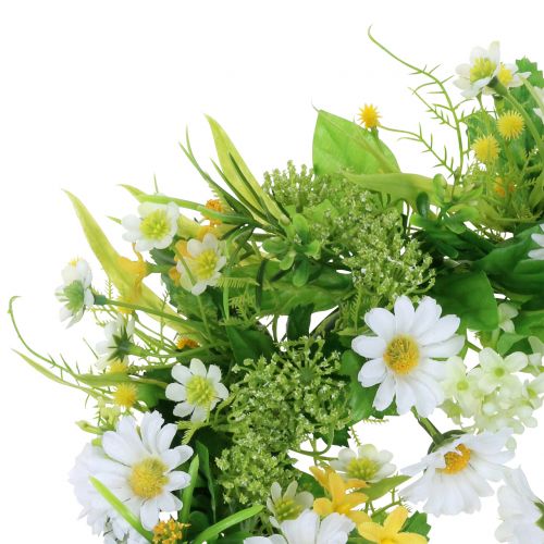 Floristik24 Grinalda de primavera com gérberas brancas, amarelas Ø30cm