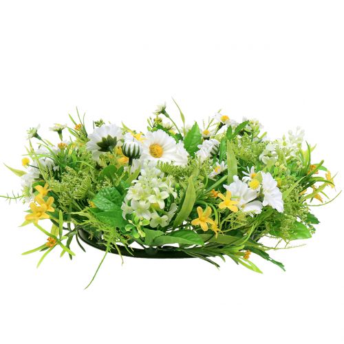 Floristik24 Grinalda de primavera com gérberas brancas, amarelas Ø30cm