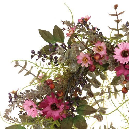 Itens Coroa de flores com margaridas e frutas rosa velho Ø30cm