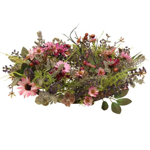 Floristik24 Coroa de flores com margaridas e frutas rosa velho Ø30cm