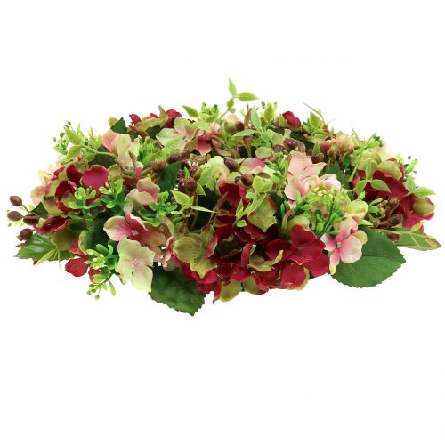Floristik24 Coroa de hortênsias / bagas vermelho escuro Ø30cm