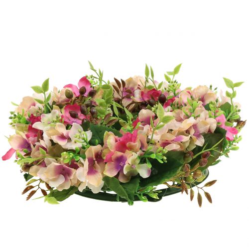 Floristik24 Coroa de flores com hortênsias e bagas rosa Ø30cm