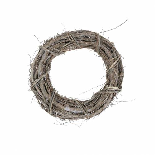 Coroa decorativa salgueiro Ø20cm lavado branco