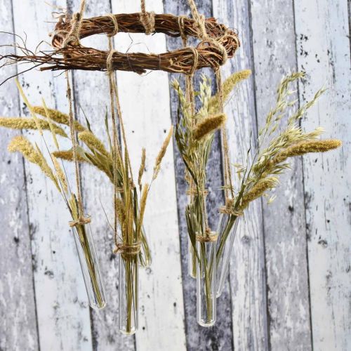 Floristik24 Coroa de salgueiro com tubos de ensaio, grinalda decorativa para pendurar L85cm Ø28cm