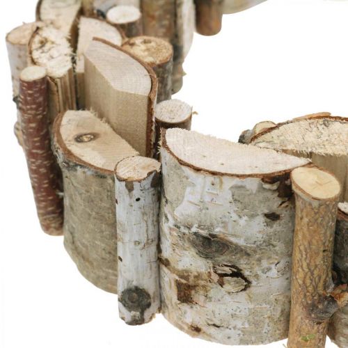 Floristik24 Grinalda decorativa grinalda de madeira de vidoeiro decoração de mesa Ø30cm A7cm