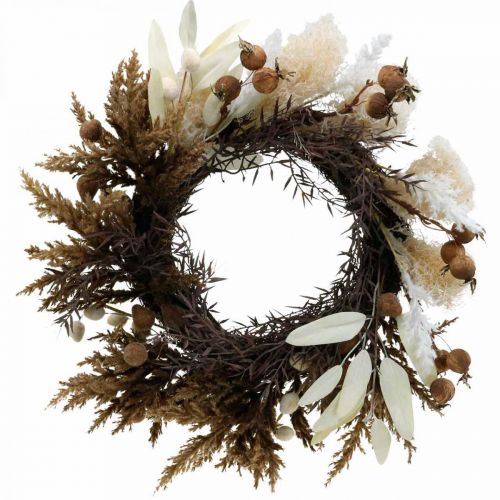 Floristik24 Grinalda decorativa de grama seca artificial e frutas grinalda de porta Ø50cm