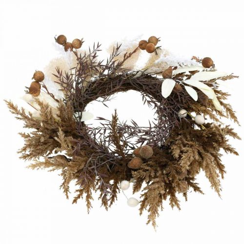 Floristik24 Grinalda decorativa de grama seca artificial e frutas grinalda de porta Ø50cm