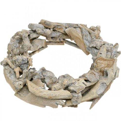 Floristik24 Grinalda decorativa Grinalda de raiz de madeira lavada a branco Ø35cm A9cm