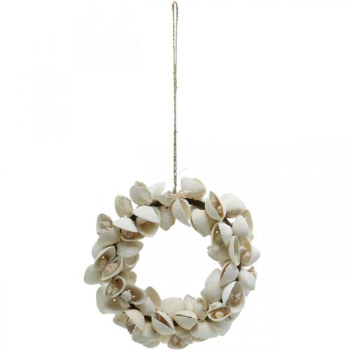 Floristik24 Coroa marítima, decoração marítima, guirlanda decorativa de conchas e caracóis naturais Ø26,5cm
