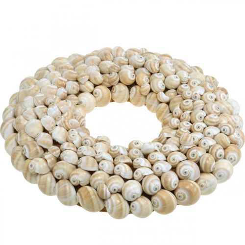 Floristik24 Coroa de caracóis, decoração marítima, natural Mattukan caracóis cores naturais Ø39,5cm