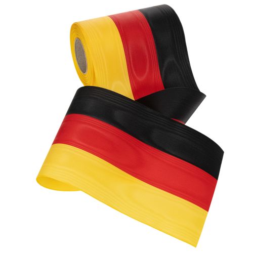 Itens Fitas para coroa de flores em moiré, 150 mm, nas cores preto, vermelho e dourado, com efeito moiré francês, rolo de 25 m para decoração e serviços funerários.
