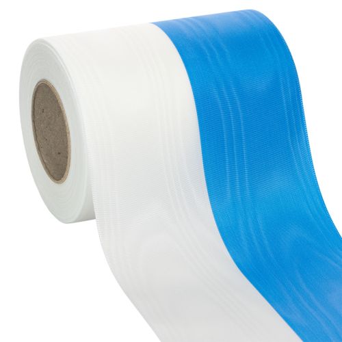 Itens Fita Moiré Azul e Branca para Coroa de Flores 125 mm – Fita decorativa e de luto de alta qualidade, fita tradicional com um visual elegante, rolo de 25 m