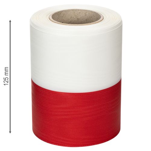 Itens Fita de guirlanda moiré branca e vermelha, 125 mm - fita de luto, fita decorativa, fita para laços, fita festiva, rolo de 25 m