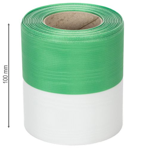 Itens Fita para guirlanda em moiré verde e branco, 100 mm x 25 m - fita nacional, fita de amarração em tafetá, fita para laço, fita decorativa