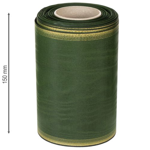 Itens Fita para guirlanda em moiré, 150 mm, verde-escura com borda em pérola dourada, trama tafetá, rolo de 25 m para decoração e arranjos.