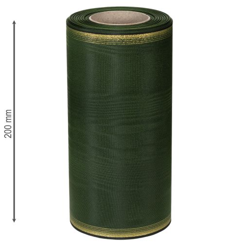 Itens Fita decorativa em moiré verde-escura de 200 mm com borda perolada e trama de tafetá - fita decorativa para arranjos florais em celebrações e funerais, 25 m