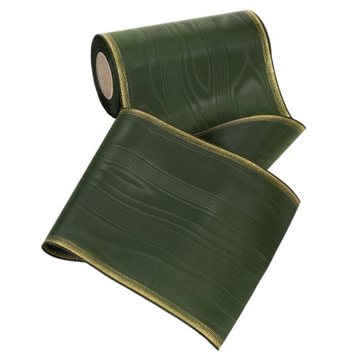 Itens Fita decorativa em moiré verde-escura de 200 mm com borda perolada e trama de tafetá - fita decorativa para arranjos florais em celebrações e funerais, 25 m